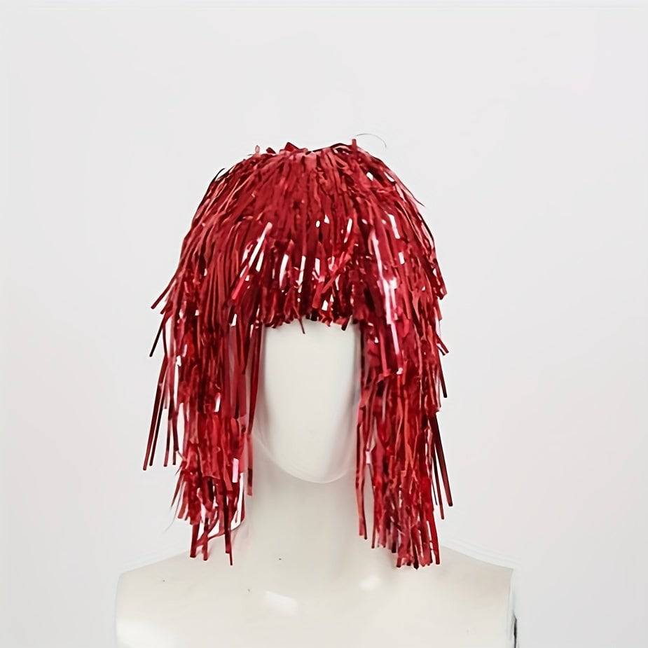 Bunter Tinsel-Perückenhut für lustige Anlässe - Partyhut mit Stil!