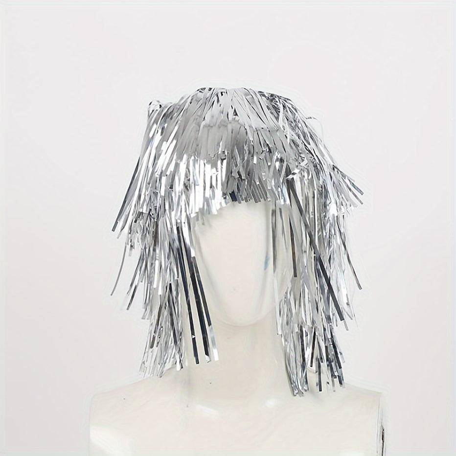 Bunter Tinsel-Perückenhut für lustige Anlässe - Partyhut mit Stil!