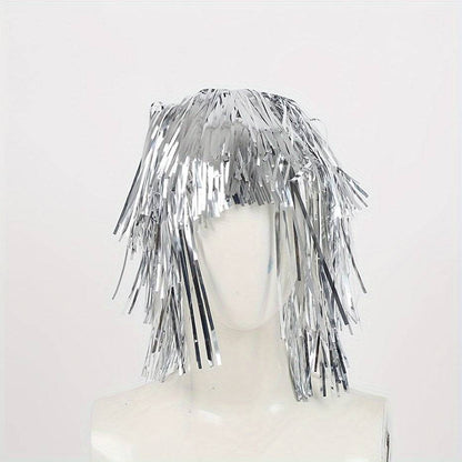 Bunter Tinsel-Perückenhut für lustige Anlässe - Partyhut mit Stil!