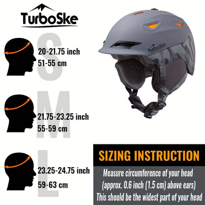 TurboSke 1pc Skihelm, Snowboardhelm - Aktive Ventilation, Audio-kompatibel, Sicherheitsstandard ASTM - Luxuriöser Schneesporthelm für alle.