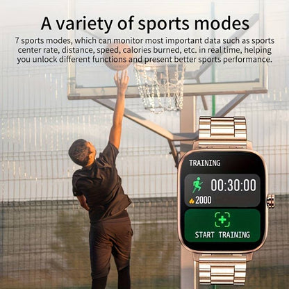 Smartwatch-Geschenk für Männer und Frauen - 1,7-Zoll Voll-Touchscreen - Anrufe, Texte, Fitness & GPS