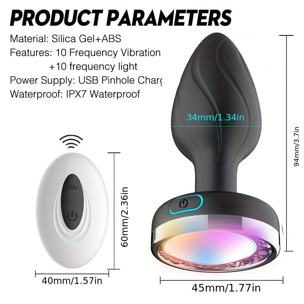 "Farbenfroher, kabelloser Analplug-Vibrator für Männer - 10 Farbwechsel, USB-wiederaufladbar"