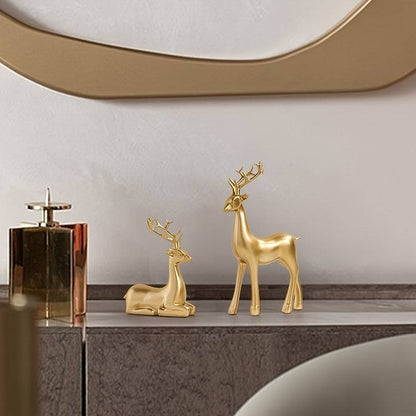 2 Goldene Hirschdekorationen - Elegante Elchstatuen für Zuhause und Büro