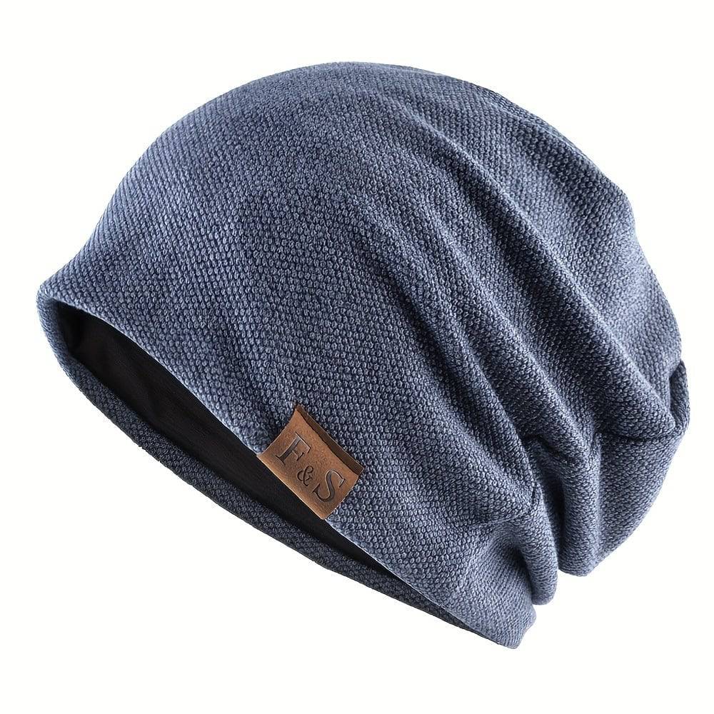 Winddichte Baggy Beanie-Mütze mit Buchstaben-Patch, perfekt für Outdoor-Sport.