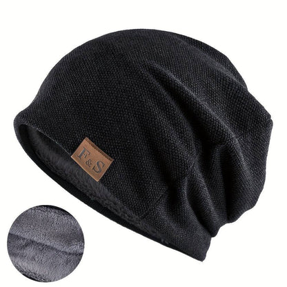 Winddichte Baggy Beanie-Mütze mit Buchstaben-Patch, perfekt für Outdoor-Sport.