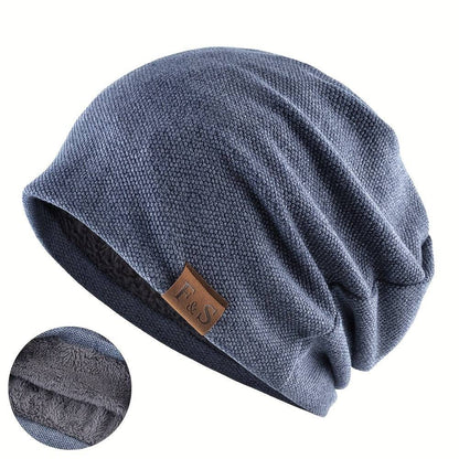 Winddichte Baggy Beanie-Mütze mit Buchstaben-Patch, perfekt für Outdoor-Sport.