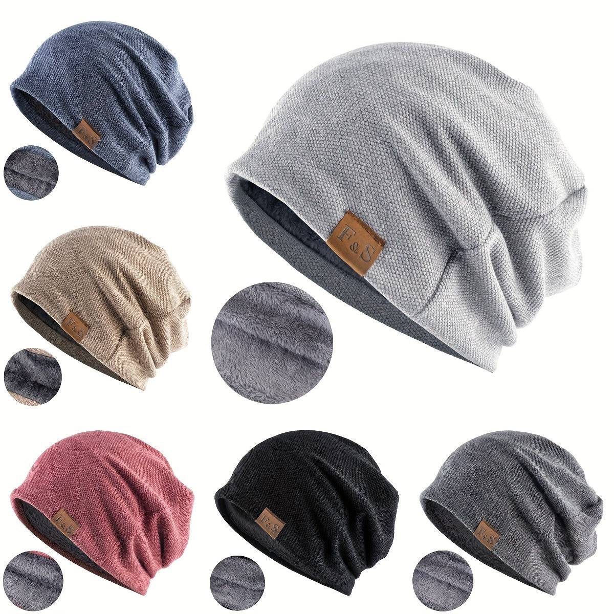 Winddichte Baggy Beanie-Mütze mit Buchstaben-Patch, perfekt für Outdoor-Sport.