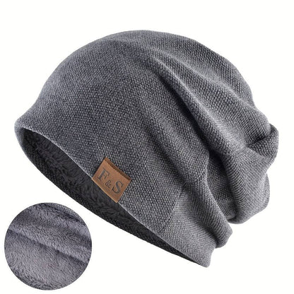 Winddichte Baggy Beanie-Mütze mit Buchstaben-Patch, perfekt für Outdoor-Sport.