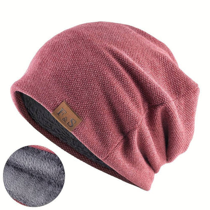 Winddichte Baggy Beanie-Mütze mit Buchstaben-Patch, perfekt für Outdoor-Sport.