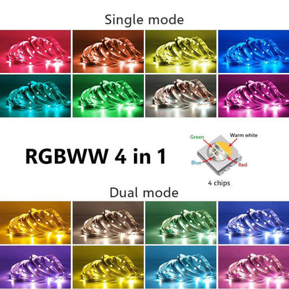 "Multifunktionaler 5m USB-RGBCCT LED-Streifen mit Bluetooth, selbstklebend"